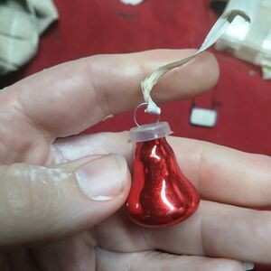 6 Vintage Miniature Bell Mercury Glass Christmas Ornaments 1" Red- 2 No Top
